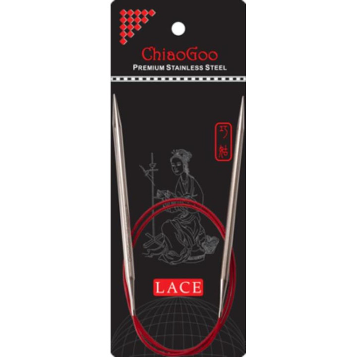 AIGUILLES CIRCULAIRES FIXES METAL CHIAOGOO RED LACE - 80CM
