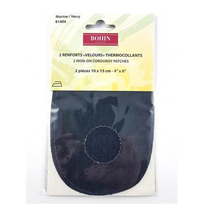 2 RENFORTS VELOURS THERMOCOLLANTS 10 X 15 CM MARINE