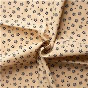 COUPON TISSU 50X55 JAP FLEURS BLEUES FOND ECRU