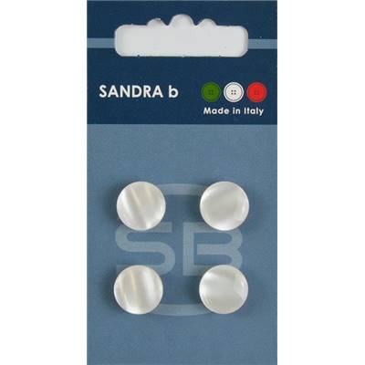Carte 4 boutons polyester Sudan - 12,5 mm - Blanc
