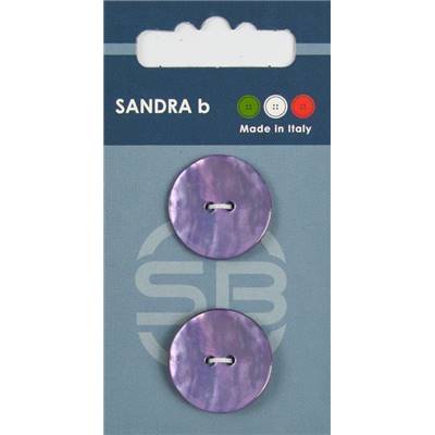 Carte 2 boutons Nacre 2 trous vernis brillant - 23 mm - Lilas