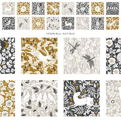 TISSU DASHWOOD STUDIO HEDGEROW 2618 -8X2 BLOCKS 12.5CM  COTON 110 CM