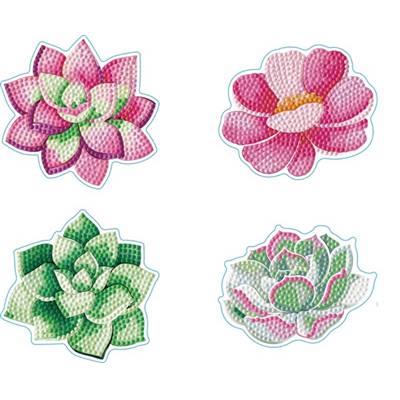 KIT BRODERIE DIAMANT 4 SOUS-VERRES - SUCCULENTS