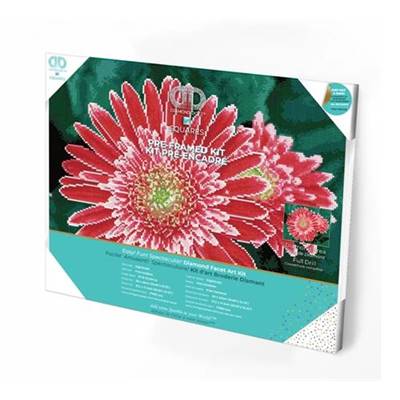 KIT BRODERIE DIAMANT SQUARES - PINK GERBERAS - PRE-ENCADRE