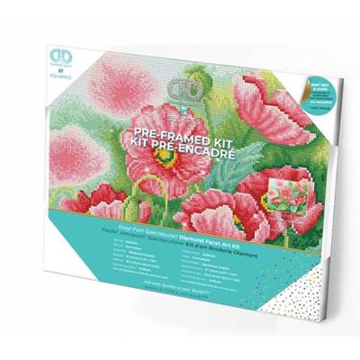 KIT BRODERIE DIAMANT SQUARES - WATERCOLOUR POPPIES - PRE-ENCADRE