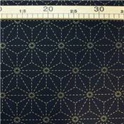 TISSU SASHIKO IMPRIME - 110 CM - COTON - MINI 5 M - COL 3 MARINE