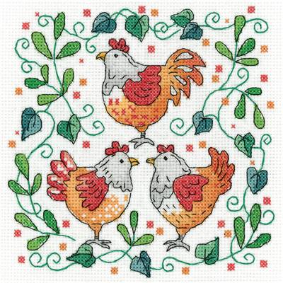 KIT POINT DE CROIX THREE FRENCH HENS (A)