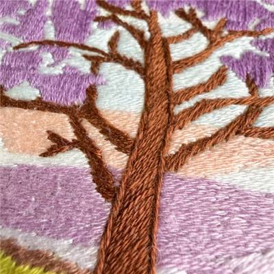 KIT BRODERIE AVEC TAMBOUR 15 CM - JACARANDA SUR LA PLAINE