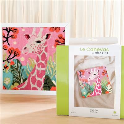 KIT CANEVAS COMPLET - DESSIN 30 X 30 CM - GIRAFE POP
