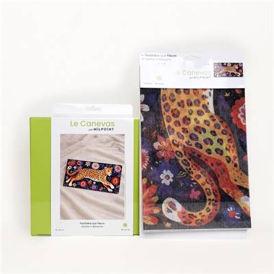 KIT CANEVAS COMPLET - DESSIN 30 X 60 CM - PANTHERE AUX FLEURS