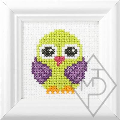 KIT PT COMPTE 9 X 9 CM  + CADRE - PETIT OISEAU VERT