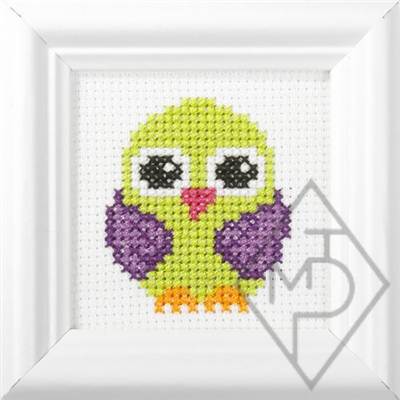 KIT PT COMPTE 9 X 9 CM + CADRE - PETIT OISEAU VERT