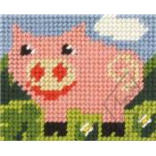 KIT DEMI-POINT ENFANT 17 X 20,5 CM - COCHON ROSE