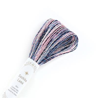 FIL SASHIKO LAME MULTICOLORE - COL SL74 - MIX - LOT 6 ECH. DE 40 M