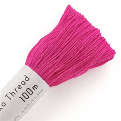 FIL SASHIKO UNI - COL 121 - ROSE FUCHSIA - LOT DE 3 ECH. DE 100 M