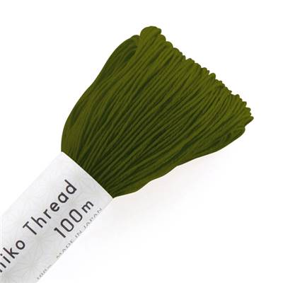 FIL SASHIKO UNI - COL 138 - VERT KAKI - LOT DE 3 ECH. DE 100 M