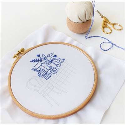 BREAKFAST IN BLUE - KIT BRODERIE 21X21CM -TAMBOUR NON INCLUS-TAMAR NY