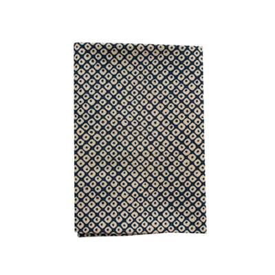 COUPON TISSU 50X55 JAP GEO FANTAISIE MARINE FOND ECRU