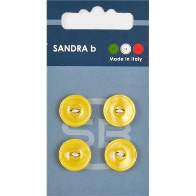 Carte 4 boutons plastique 2 trous - 15 mm - Jaune