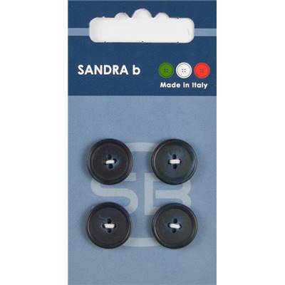 Carte 4 boutons polyester Mo Jo 4 trous - 15 mm - Bleu foncé