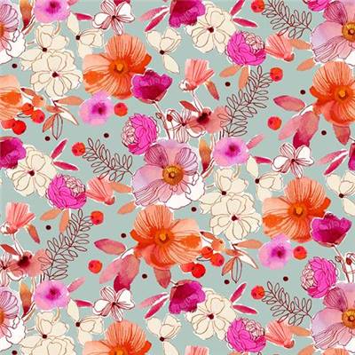 TISSU DASHWOOD STUDIO - FLORA 2036 - VISCOSE LEGERE - 145 CM 