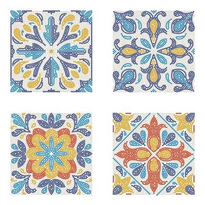 KIT BRODERIE DIAMANT MINI DOTZ - CERAMIQUES DE LISBONNE - PACK DE 4 