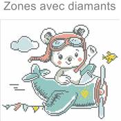 KIT BRODERIE DIAMANT - OURS AVIATEUR
