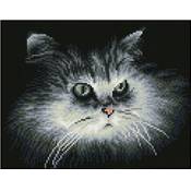 KIT BRODERIE DIAMANT SQUARES - SHADOW CAT - PRE-ENCADRE