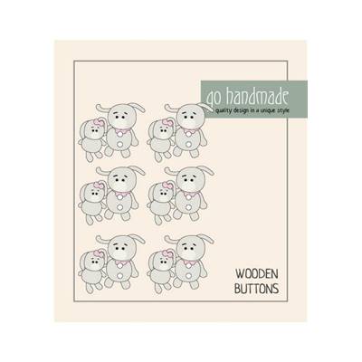 CARTE 6 BOUTONS BOIS - LAVABLES - LAURA & ANDY LES LAPINS