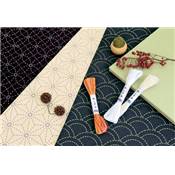 TISSU SASHIKO IMPRIME 319149- 110 CM - COTON - MINI 5 M - COL 14 ECRU