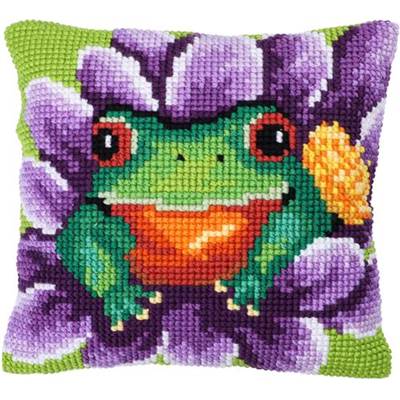 COUSSIN POINT DE CROIX LADYBIRD - GRENOUILLE - 40 X 40 CM