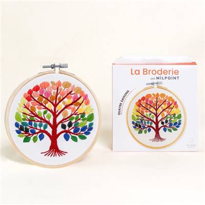 KIT BRODERIE AVEC TAMBOUR 15 CM - QUATRE SAISONS
