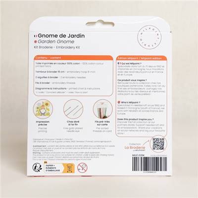 KIT BRODERIE AVEC TAMBOUR 15 CM - GNOME DE JARDIN