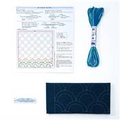 KIT INITIATION SASHIKO HANAFUKIN 204 TISSU 33x66 CM + AIGUILLE + FIL 