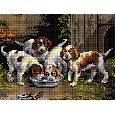 CANEVAS BLANC - OR3521J - 30X40CM - CHIOTS ASSOIFES D'APRES EERELMAN