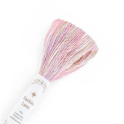 FIL SASHIKO LAME MULTICOLORE - COL SL72 - ROSE - LOT 6 ECH. DE 40 M