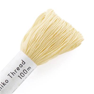FIL SASHIKO UNI - COL 132 - VANILLE - LOT DE 3 ECH. DE 100 M