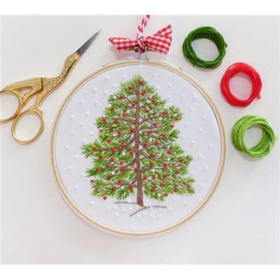 CHRISTMAS TREE - KIT BRODERIE 16X16CM - TAMBOUR NON INCLUS - TAMAR NY