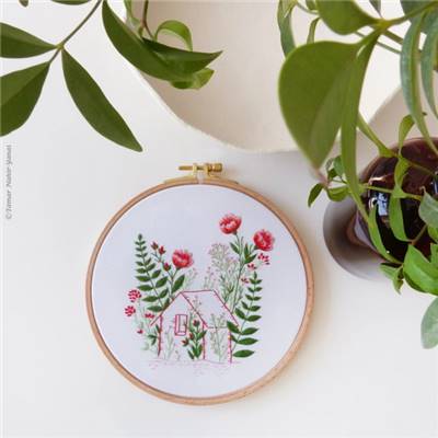 BETWEEN THE FLOWERS - KIT BRODERIE 21X21CM - TAMBOUR NON INCLUS