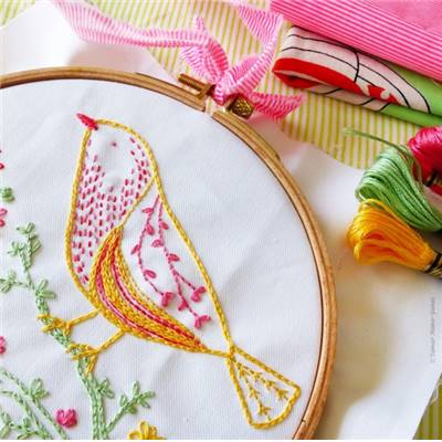 YELLOW BIRD - KIT BRODERIE 21X21CM - TAMBOUR NON INCLUS
