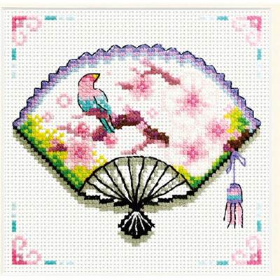 NO COUNT CROSS STITCH - EVENTAIL AUX FLEURS DE CERISIER