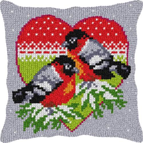 Kit De Point De Croix – Coussin Rouge-gorges à Winterland