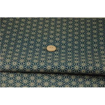 COUPON TISSU 50X55 JAP GEO BLEU CANARD