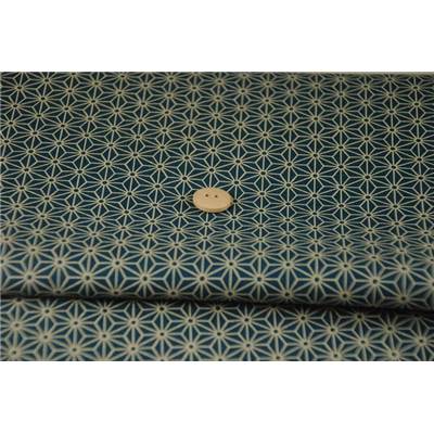 COUPON TISSU 45X55 JAP GEO BLEU CANARD