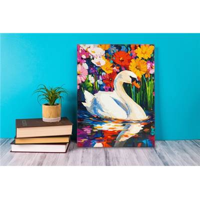 KIT BRODERIE DIAMANT DOTZ - FLORAL SWAN LAKE AVEC CADRE