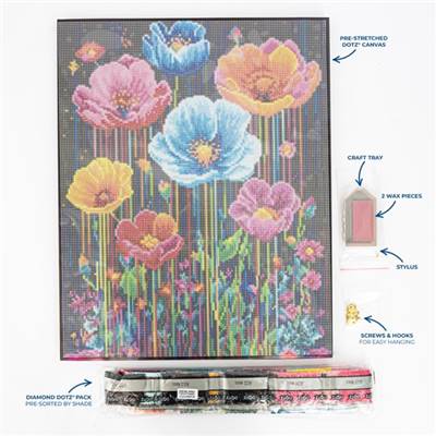 KIT BRODERIE DIAMANT DOTZ - COLOURFUL POPPIES AVEC CADRE