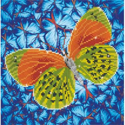 KIT BRODERIE DIAMANT - FLEURS ET PAPILLON TERRE