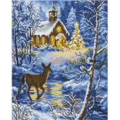 KIT BRODERIE DIAMANT SQUARES - LA CHAPELLE DANS LA NEIGE