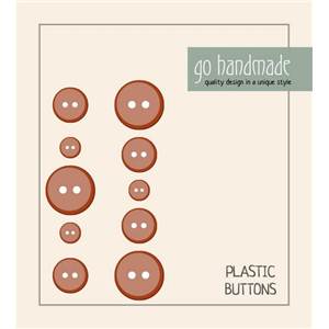 CARTE 10 BOUTONS PLASTIQUE ASSORTIS 9-11-13 MM - MARRON