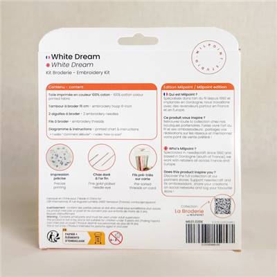 KIT BRODERIE AVEC TAMBOUR 15 CM - WHITE DREAM